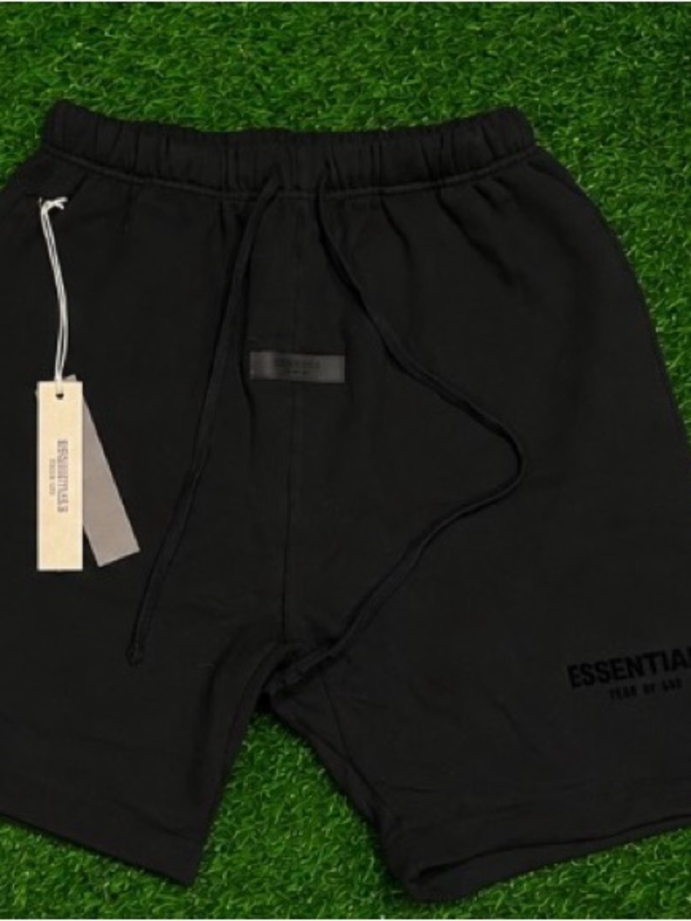 Essentials Men's Black Athletic Cotton Drawstring Shorts